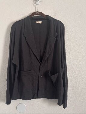 NWOT Pact Women's Size Medium Gray Airplane Relaxed Blazer Cardigan Sweater